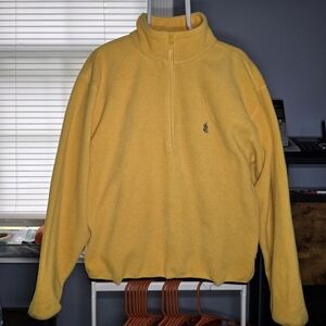 Vintage 90s Nautica Nautech Half-Zip Fleece Pullover-Mens SMALL-Yellow/Black
